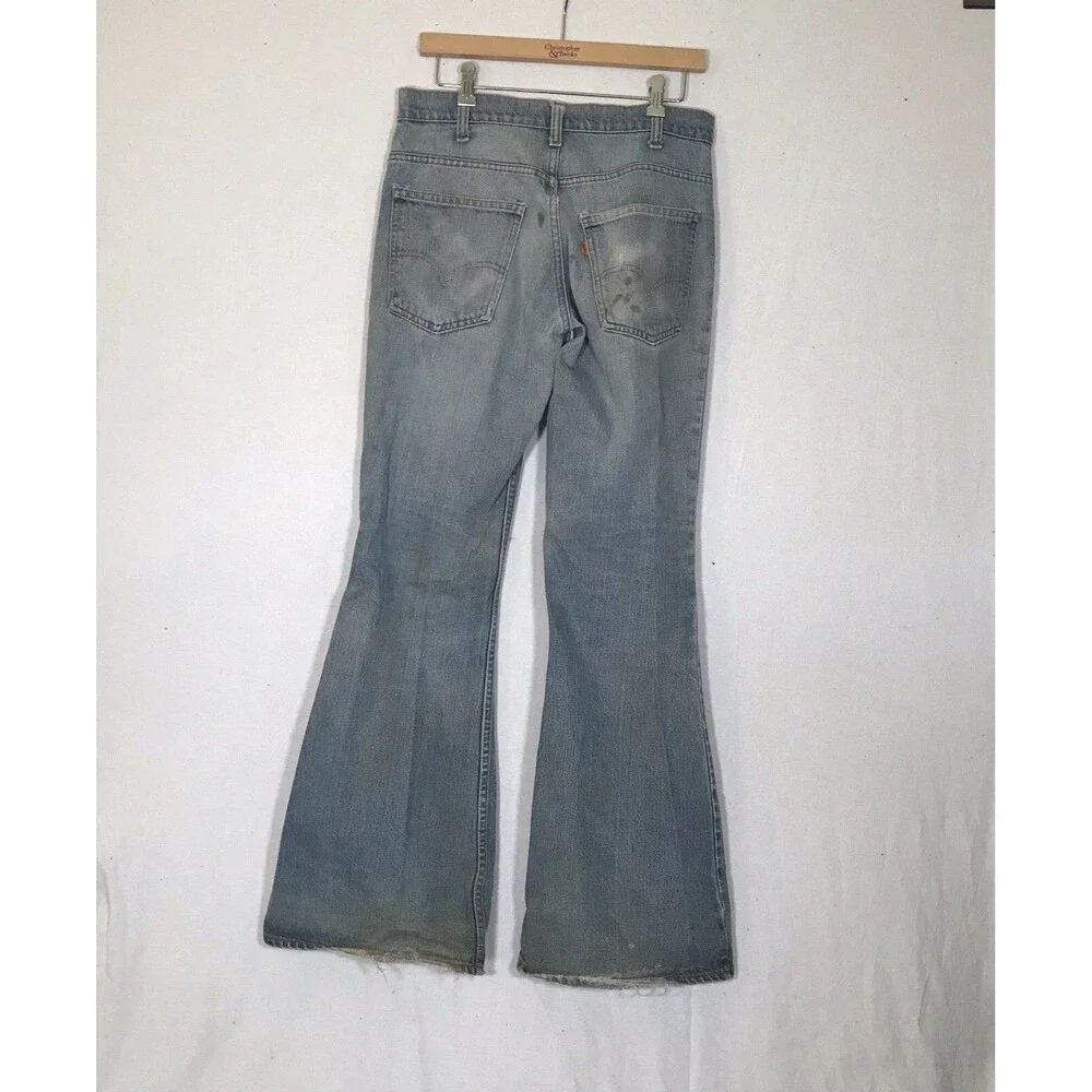 Vtg Levi's Big Bell Bottom Jeans 684-0217 Orange‎ Tab 32x33
